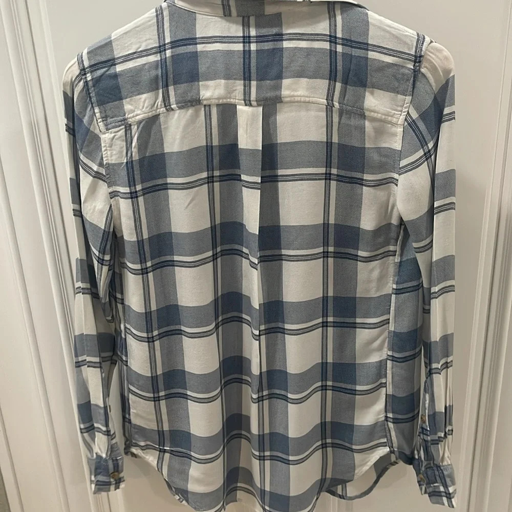 Abercrombie Fitch Button down Shirt Women's XS Blue White Plaid Long Sleeve - Picture 5 of 10